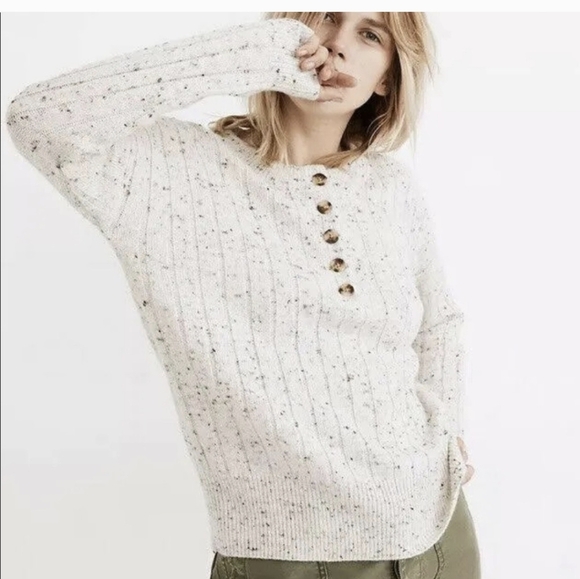 NWT Madewell Cream Crew Neck Cable-Knit Sweater Size 2x - Picture 1 of 11